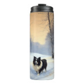 Border Collie Let It Schnee Weihnachten Thermosbecher (Vorderseite)