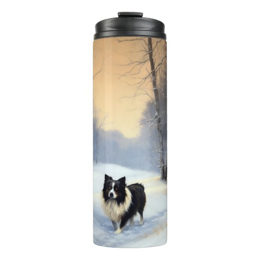Border Collie Let It Schnee Weihnachten Thermosbecher (Vorderseite)