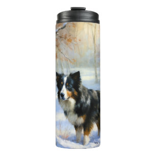 Border Collie Let It Schnee Weihnachten Thermosbecher