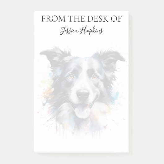 Border Collie Liebhaber monogrammierter Hund Post-it Klebezettel (Vorderseite)