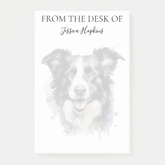 Border Collie Liebhaber monogrammierter Hund Post-it Klebezettel (Vorderseite)