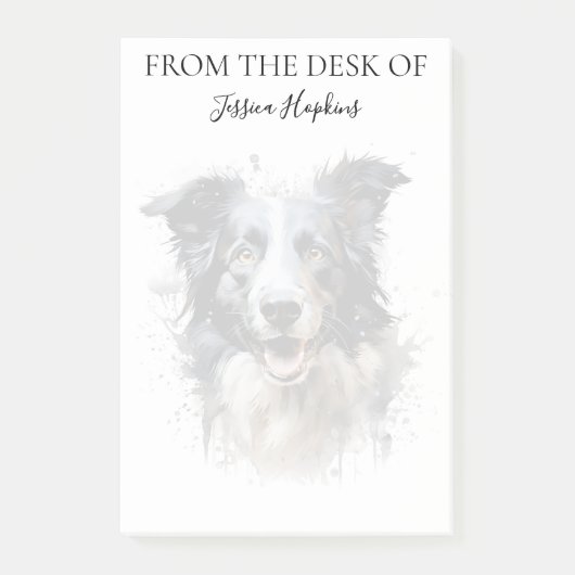 Border Collie Liebhaber monogrammierter Hund Post-it Klebezettel (Vorderseite)