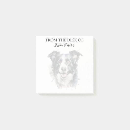 Border Collie Liebhaber monogrammierter Hund Post-it Klebezettel (Vorderseite)