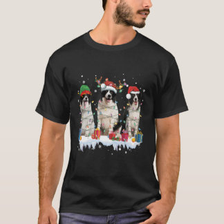 Border Collie Lights Santa Elf Rentier Hund Lover T-Shirt