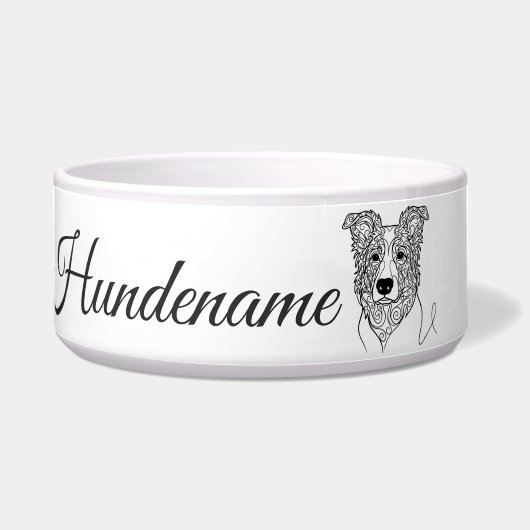 Border Collie Line Art personalized bowl Napf (Vorderseite)