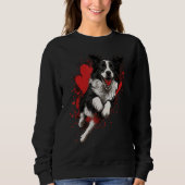 Border Collie Love Heart Valentines Day Border Col Sweatshirt (Vorderseite)