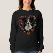 Border Collie Love Heart Valentines Day Border Col Sweatshirt (Vorderseite)