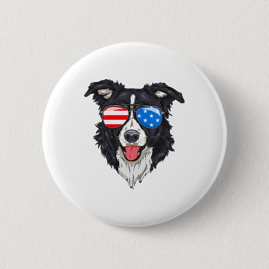 Border Collie Lover Patriotischer Hund 4. Juli Ame Button (Vorderseite)