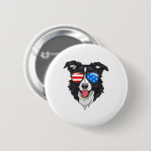 Border Collie Lover Patriotischer Hund 4. Juli Ame Button (Vorne & Hinten)