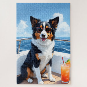 Border Collie Luxusyacht Szene Puzzle