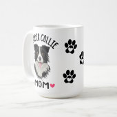 Border Collie Mama Geschenk Schwarz-weißen Welpenh Kaffeetasse (Vorderseite Links)