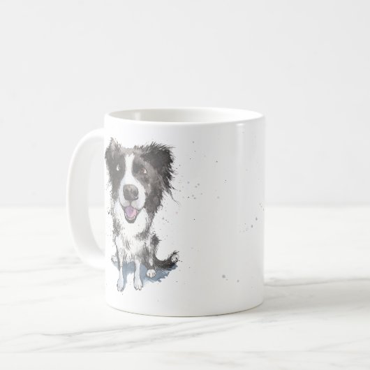 'Border Collie Mama' Schwarzweißhund Sheepdog Kaffeetasse (Vorderseite Links)