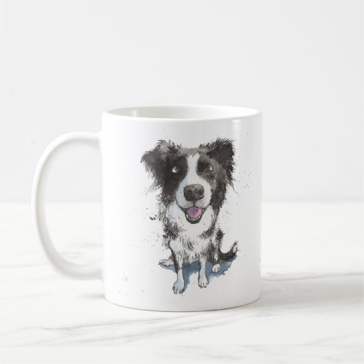 'Border Collie Mama' Schwarzweißhund Sheepdog Kaffeetasse (Links)