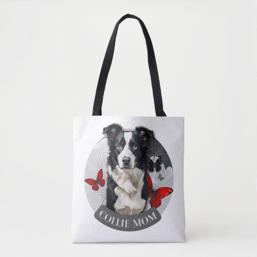 Border Collie Mama-Tasche - Roter Schmetterling Hu Tasche (Vorderseite)