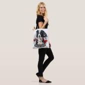 Border Collie Mama-Tasche - Roter Schmetterling Hu Tasche (Am Model)