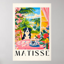 Border Collie Matisse Druck Lustiger Hund & Kaffee Poster