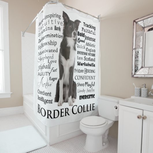 Border-Collie-Merkmal-Duschvorhang Duschvorhang (Beispiel)