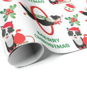 Border Collie Merry Christmas Geschenkpapier (Rolleneckpunkt)