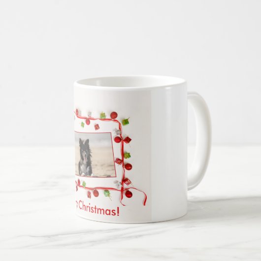 Border Collie Merry Christmas Kaffee Tasse 11 oz (VorderseiteRechts)
