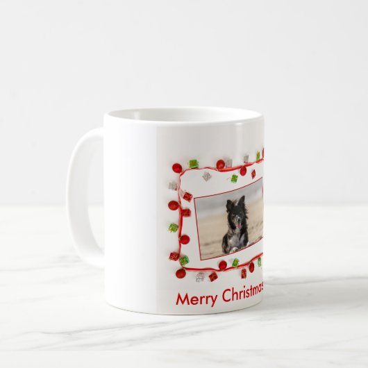 Border Collie Merry Christmas Kaffee Tasse 11 oz (Vorderseite Links)