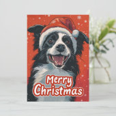 Border Collie Merry Weihnachten (Stehend Vorderseite)
