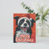 Border Collie Merry Weihnachten Postkarte (Stehend Vorderseite)