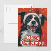 Border Collie Merry Weihnachten Postkarte (Vorne/Hinten)