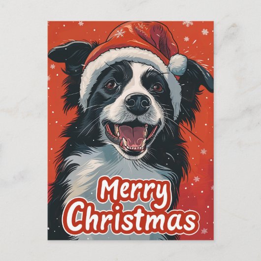 Border Collie Merry Weihnachten Postkarte (Vorderseite)