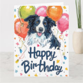 Border Collie mit Balloons Karte (Vorderseite)