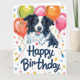 Border Collie mit Balloons Karte