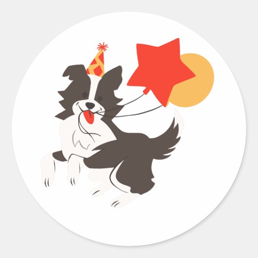 Border Collie mit Balloons Runder Aufkleber (Vorderseite)