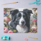 Border Collie mit Blumen Seidenpapier (Basteln)