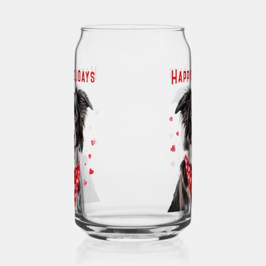 Border Collie mit dem Roten Herz Bandana Weihnacht Dosenglas (Links)