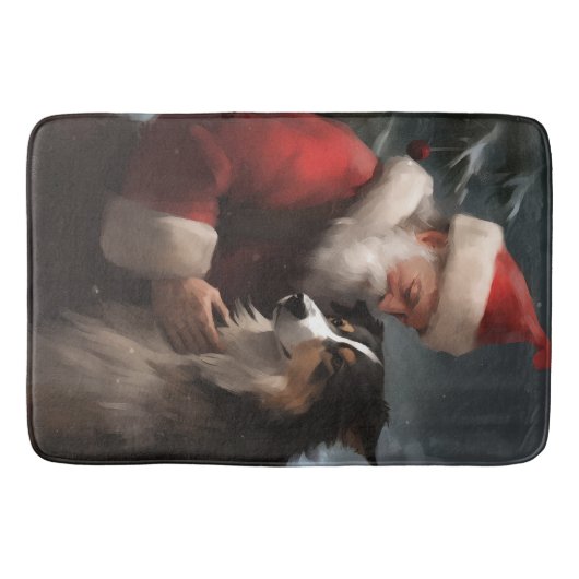 Border Collie mit dem Weihnachtsmann Badematte (Vorderseite)