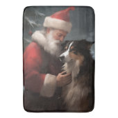 Border Collie mit dem Weihnachtsmann Badematte (Vorderseite Vertikal)