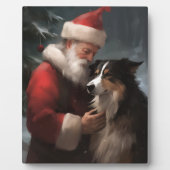 Border Collie mit dem Weihnachtsmann Fotoplatte (Vorderseite)