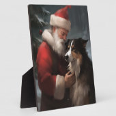 Border Collie mit dem Weihnachtsmann Fotoplatte (Seite)