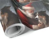 Border Collie mit dem Weihnachtsmann Geschenkpapier (Rolleneckpunkt)