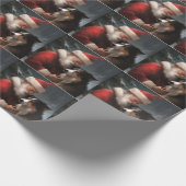 Border Collie mit dem Weihnachtsmann Geschenkpapier (Ecke)
