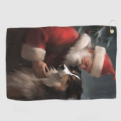 Border Collie mit dem Weihnachtsmann Golfhandtuch (Horizontal)
