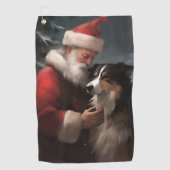 Border Collie mit dem Weihnachtsmann Golfhandtuch (Vorderseite)