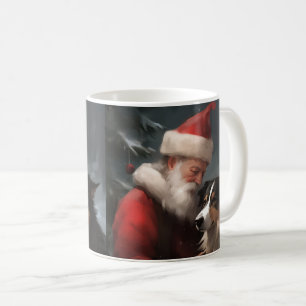 Border Collie mit dem Weihnachtsmann Kaffeetasse