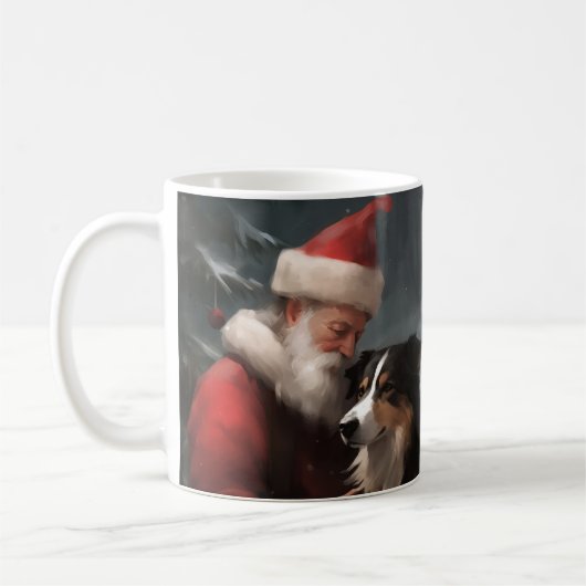 Border Collie mit dem Weihnachtsmann Kaffeetasse (Links)