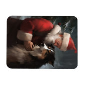 Border Collie mit dem Weihnachtsmann Magnet (Horizontal)
