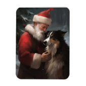 Border Collie mit dem Weihnachtsmann Magnet (Vertikal)