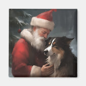 Border Collie mit dem Weihnachtsmann Magnet (Vorne)