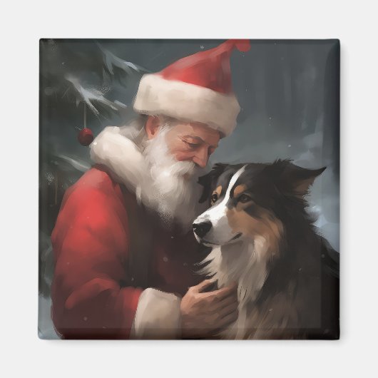 Border Collie mit dem Weihnachtsmann Magnet (Vorne)