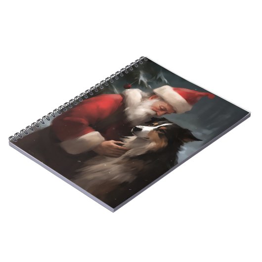 Border Collie mit dem Weihnachtsmann Notizblock (Linke Seite)