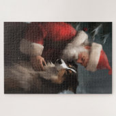 Border Collie mit dem Weihnachtsmann Puzzle (Horizontal)