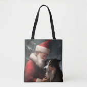 Border Collie mit dem Weihnachtsmann Tasche (Vorderseite)